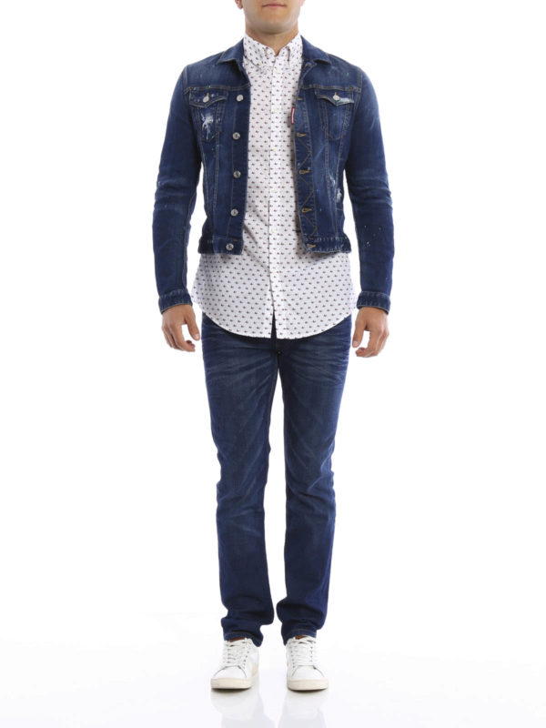 DSQUARED2: denim jacket online - Distressed denim jacket