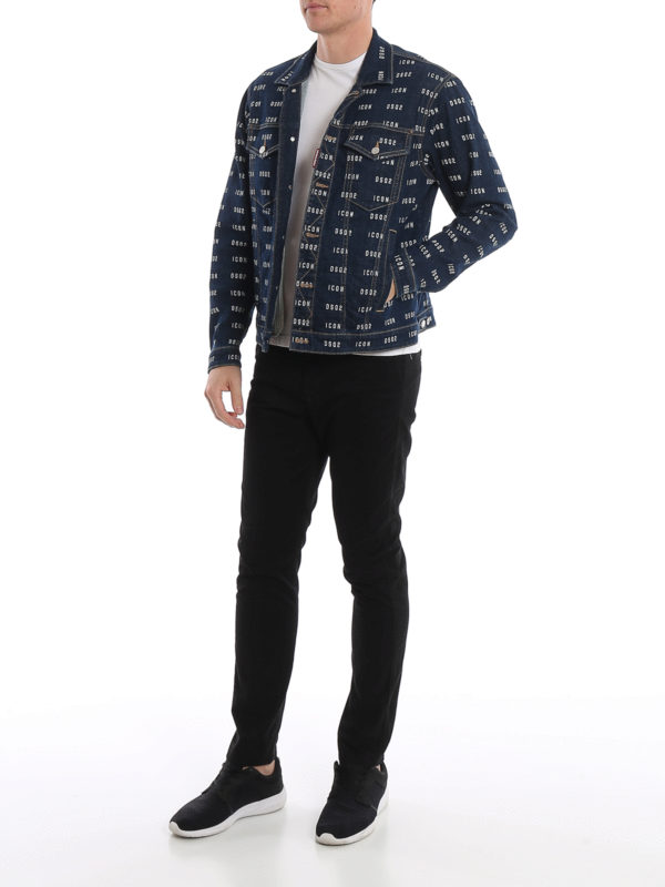 DSQUARED2: denim jacket online - Icon print denim jacket