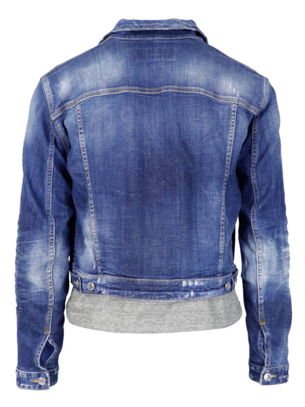 DSQUARED2: denim jacket online - Layered effect denim jacket