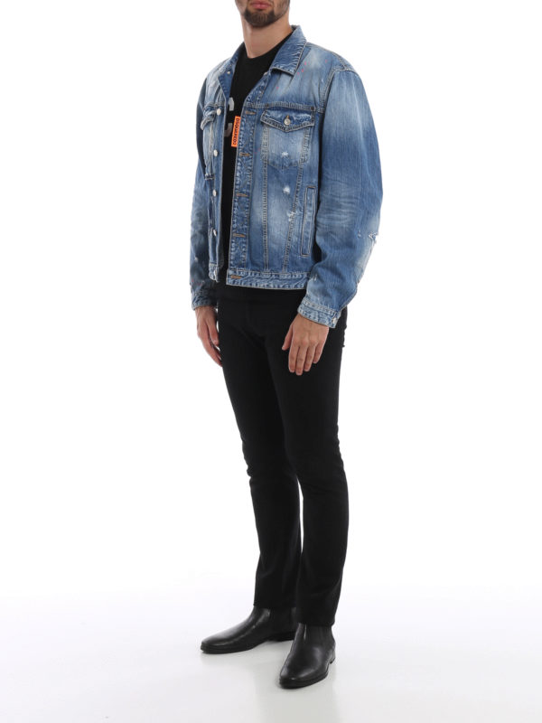 DSQUARED2: denim jacket online - Rave On denim oversized jacket