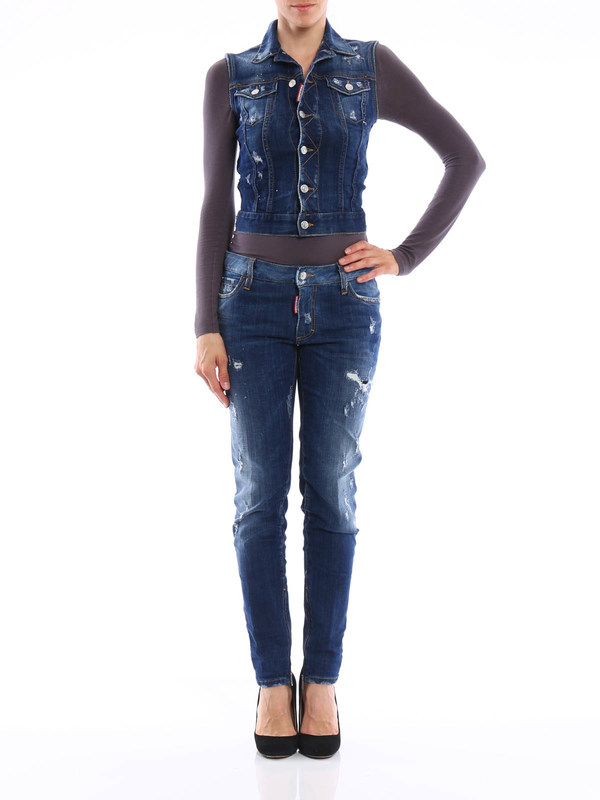 DSQUARED2: denim jacket online - Sleeveless denim jacket