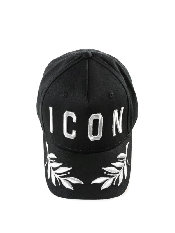 DSQUARED2: hats & caps online - Icon embroidery black cotton baseball cap