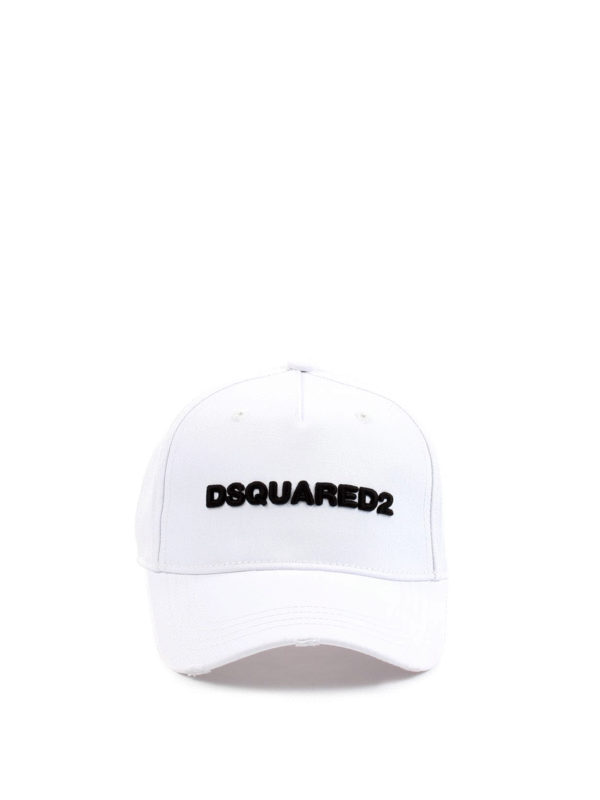 DSQUARED2: hats & caps online - Logo embroidery white baseball cap