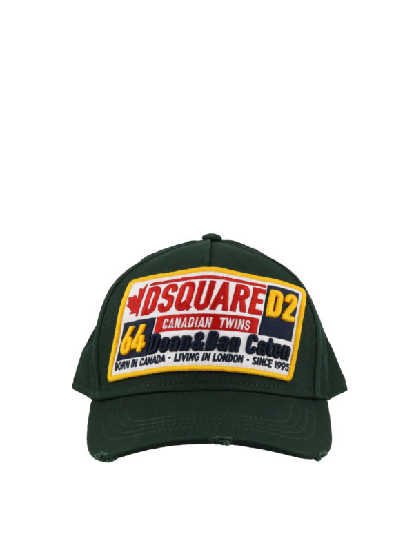 DSQUARED2: hats & caps online - Logo patch dark green baseball cap
