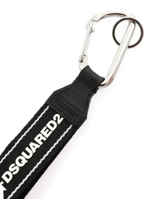 DSQUARED2: key holders online - White logo keychain in black