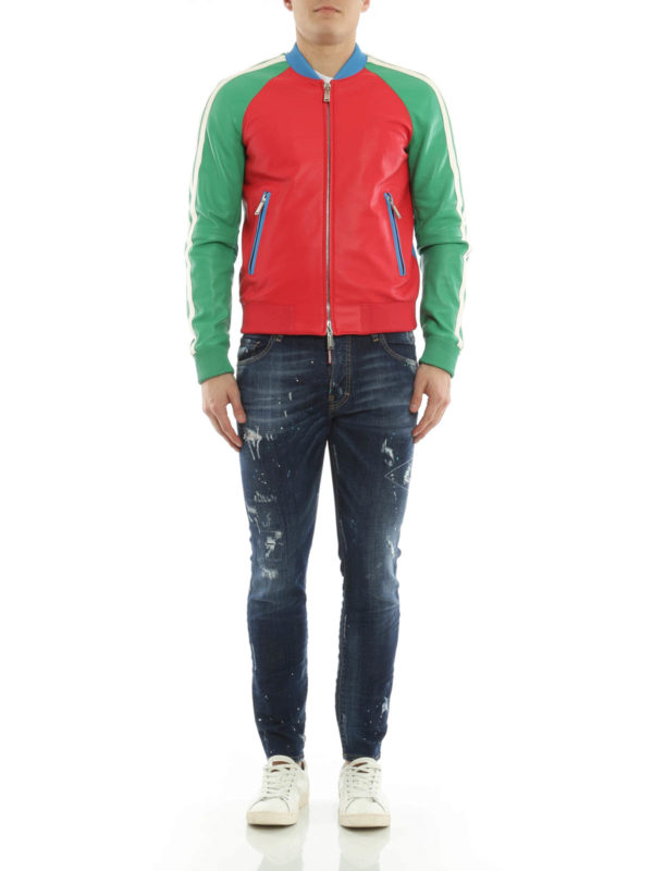 DSQUARED2: leather jacket online - Colourful bomber jacket