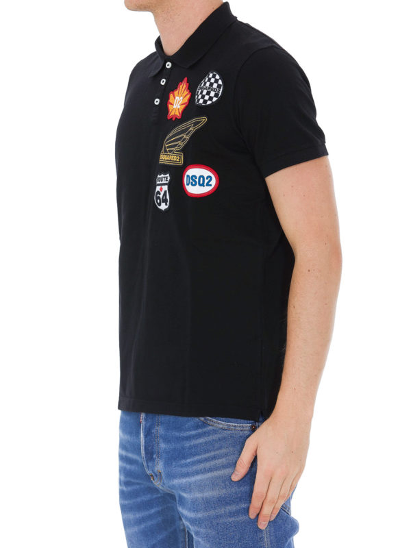 DSQUARED2: polo shirts online - Chest logo patch piqué polo