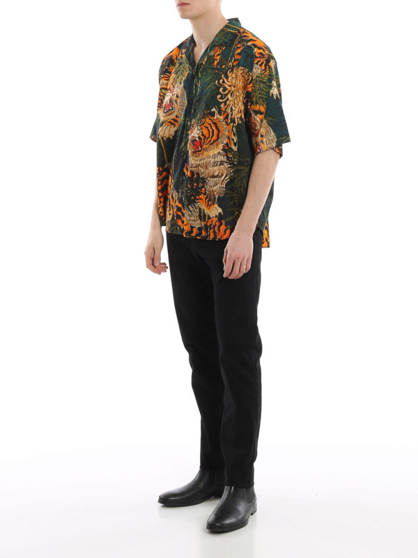 DSQUARED2: shirts online - Tiger Bamboo printed poplin shirt