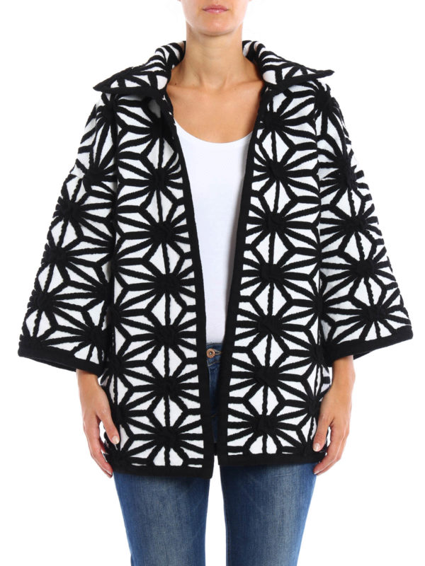 DSQUARED2: short coats online - Embossed jersey wool blend coat