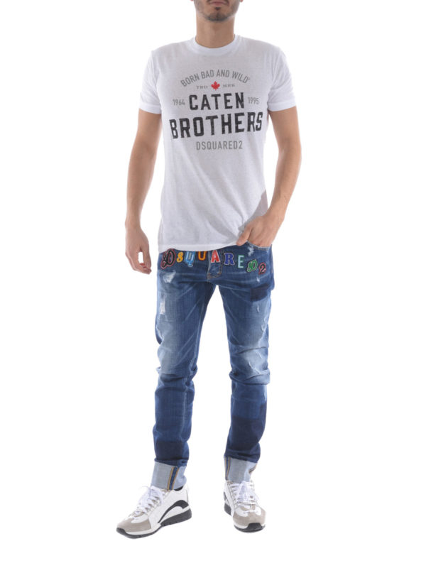 DSQUARED2: straight leg jeans online - Cool Guy coloured logo patch jeans