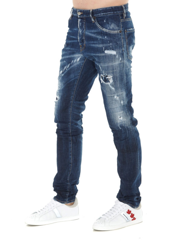 DSQUARED2: straight leg jeans online - Cool Guy ripped jeans