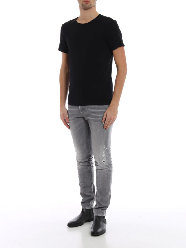 DSQUARED2: straight leg jeans online - Cool Guy spotted grey jeans