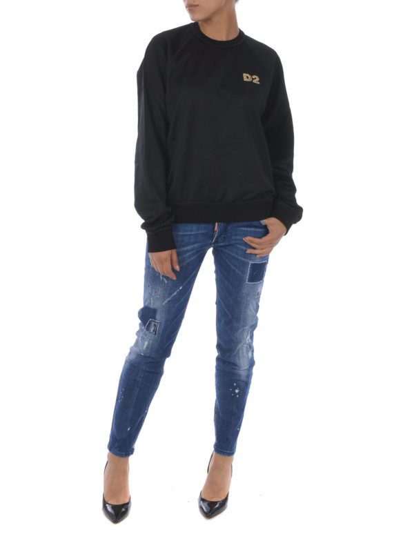 DSQUARED2: Sweatshirts & Sweaters online - Sequined D2 logo sweatshirt