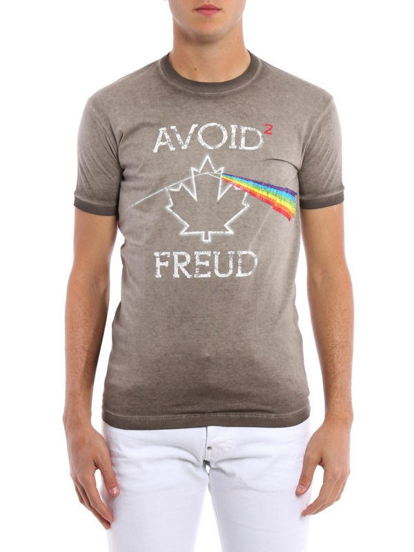 DSQUARED2: t-shirts online - Avoid Freud print garment dyed Tee