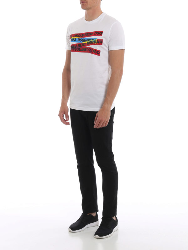 DSQUARED2: t-shirts online - Coloured logo stripes basic T-shirt