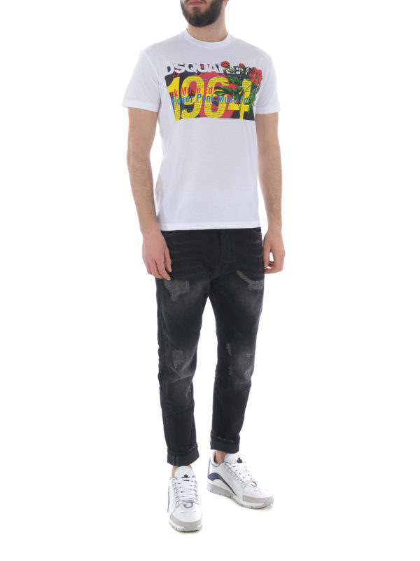 DSQUARED2: t-shirts online - Colourful print white T-shirt