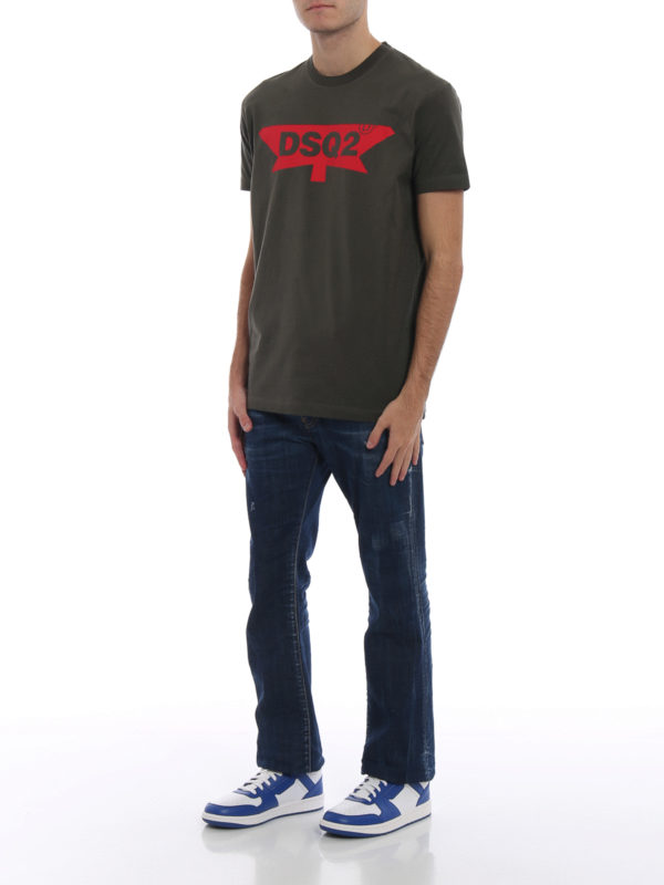 DSQUARED2: t-shirts online - DSQ2 print army green T-shirt