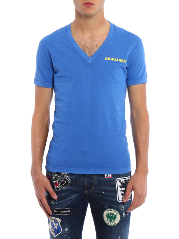 DSQUARED2: t-shirts online - Garment dyed V-neck Tee