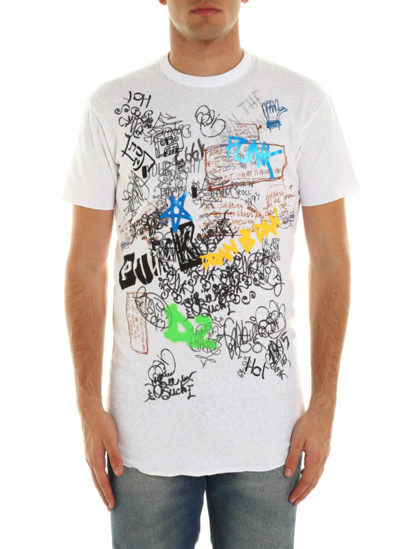 DSQUARED2: t-shirts online - Graffiti print long T-shirt