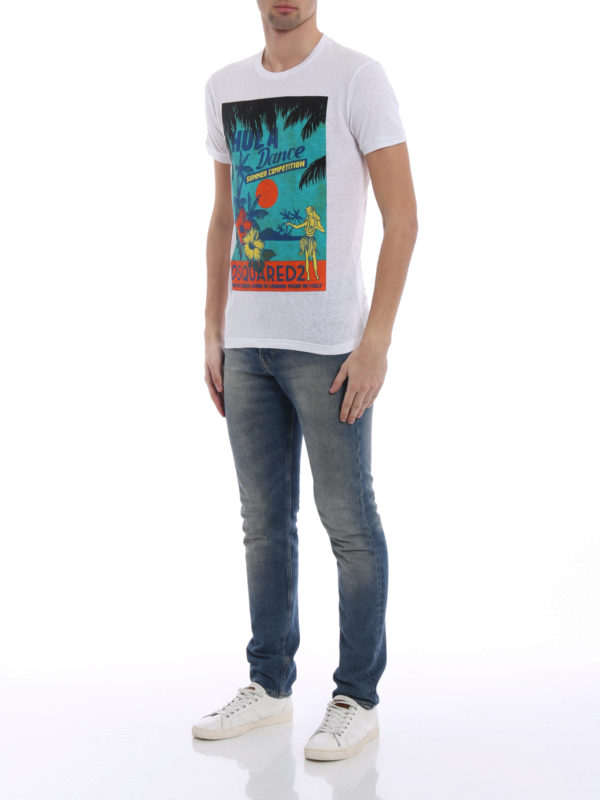 DSQUARED2: t-shirts online - Hula Dance white T-shirt
