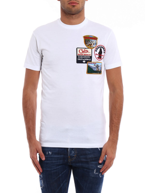 DSQUARED2: t-shirts online - Patch detailed cotton T-shirt