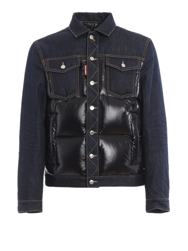 DSQUARED2: padded jackets - Denim and nylon puffer jacket