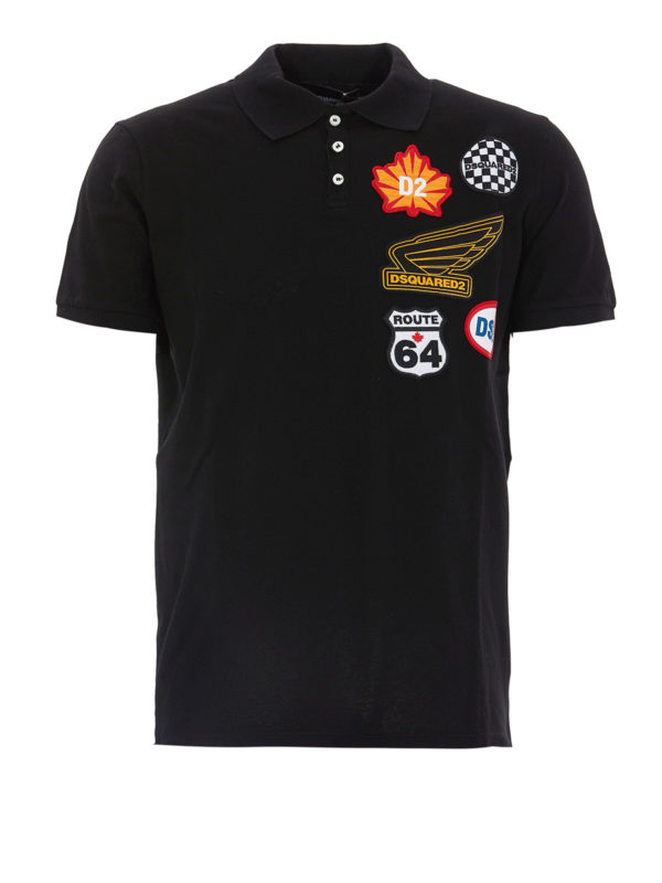 DSQUARED2: polo shirts - Chest logo patch piqué polo