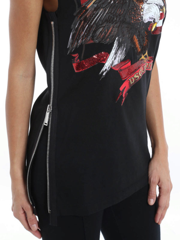 iKRIX DSQUARED2: Rhinestone Eagle Icon tank top