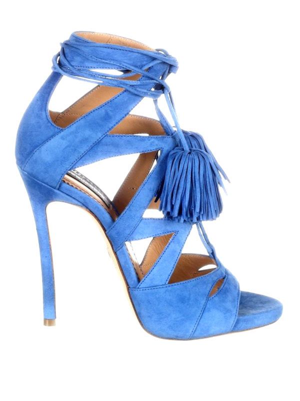 DSQUARED2: sandals - Tie Me Up light blue suede sandals