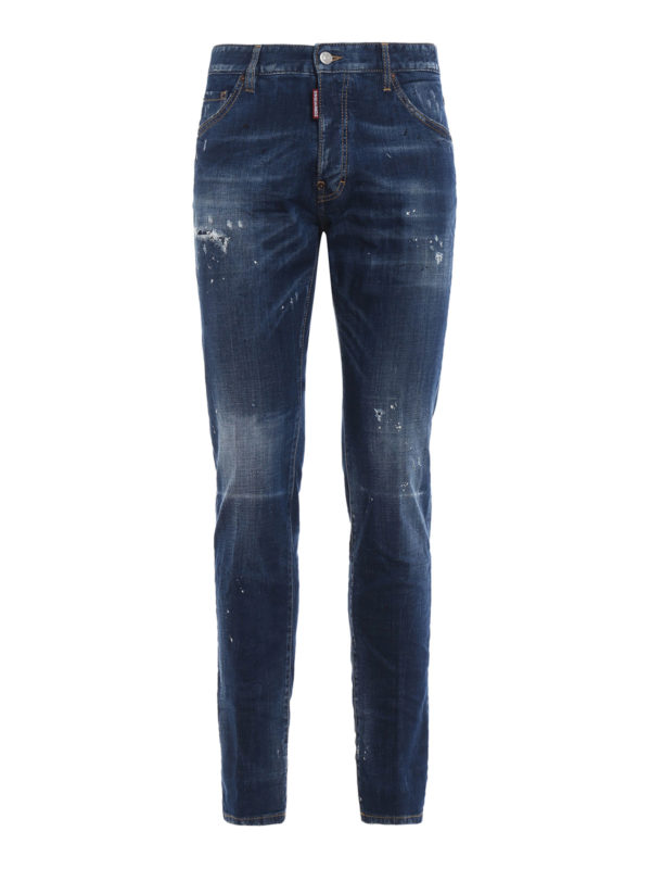 DSQUARED2: skinny jeans - Cool Guy medium wash jeans with DD patch