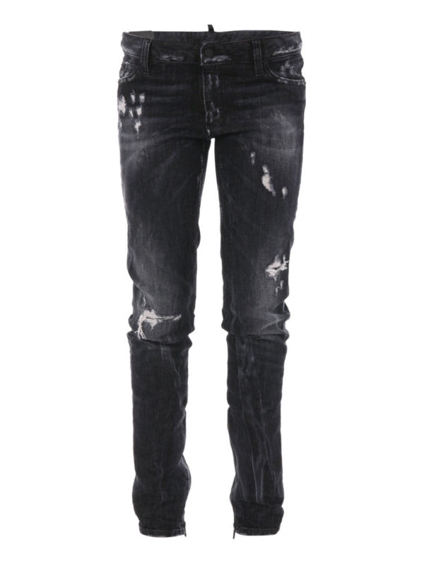 DSQUARED2: jeans skinny - Jeans skinny strappati