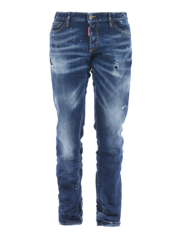 DSQUARED2: straight leg jeans - Slim jeans with rear logo patch