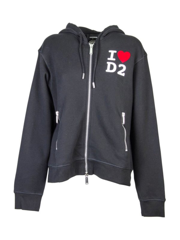 DSQUARED2: Sweatshirts & Sweaters - I Heart D2 hoodie in black