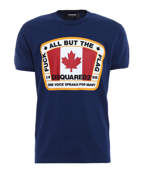 DSQUARED2: t-shirts - Canada flag printed blue Tee