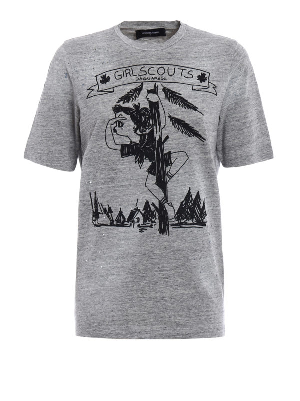 DSQUARED2: t-shirts - Girl Scouts grey melange T-shirt