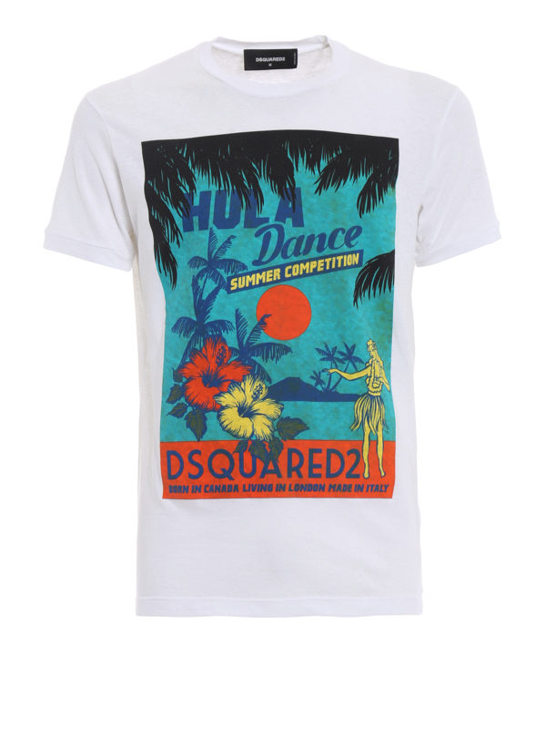 DSQUARED2: t-shirts - Hula Dance white T-shirt