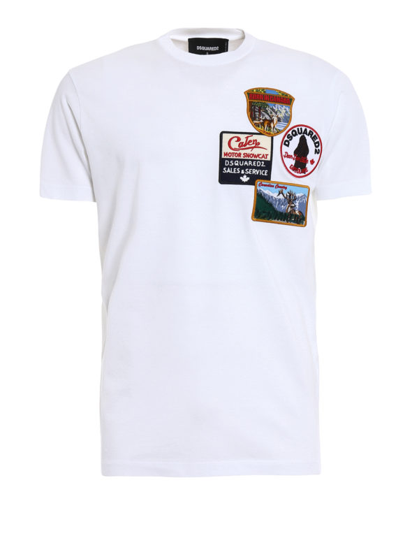 DSQUARED2: t-shirts - Patch detailed cotton T-shirt