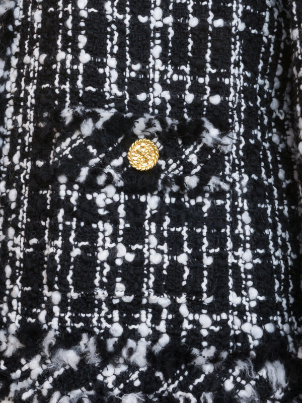 EDWARD ACHOUR PARISツイードコート フランス製　サイズ38 Edward Achour Paris Black tweed jacket with frayed hems|4910097341CP90