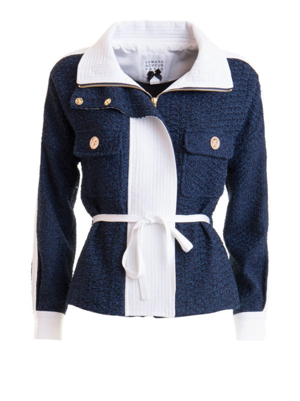 EDWARD ACHOUR PARIS: casual jackets - Contrasting detail belted jacket