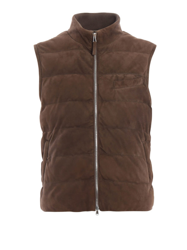 ELEVENTY: leather jacket - Suede sleeveless jacket