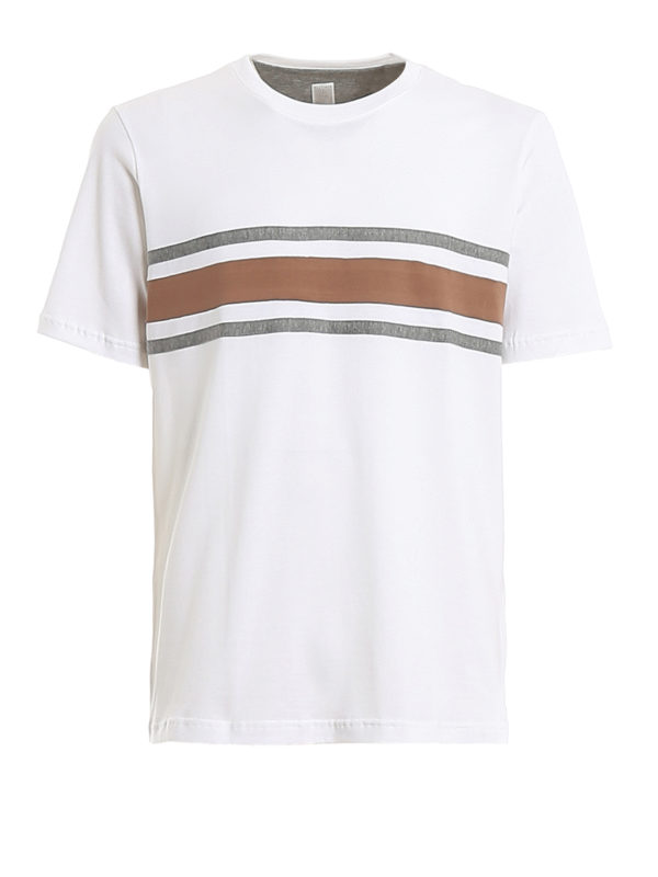 ELEVENTY: t-shirts - Jersey T-shirt with contrasting bands