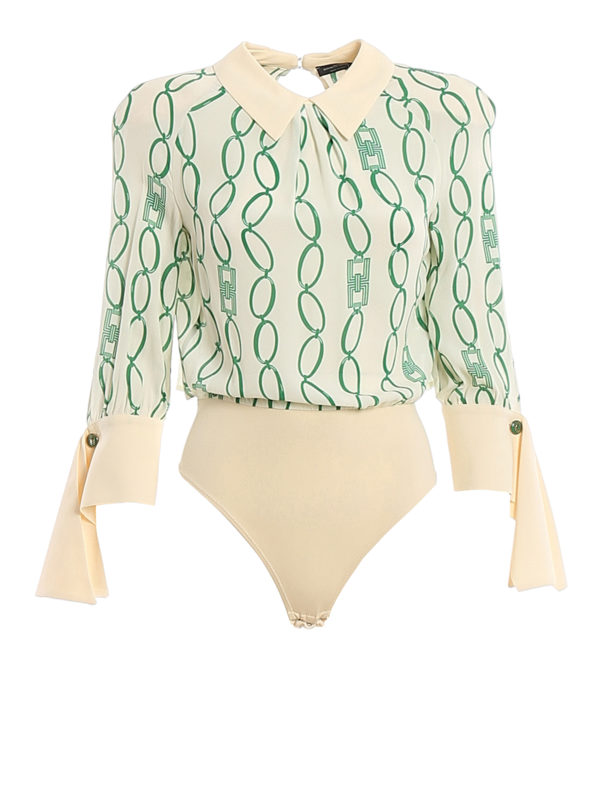 ELISABETTA FRANCHI: blouses - Chain print blouse-style bodysuit