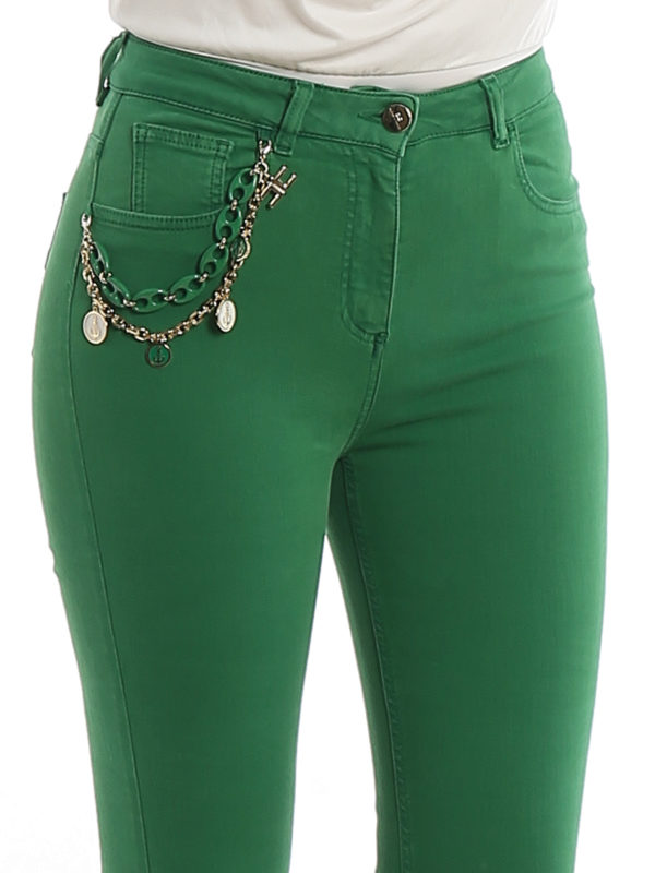 ELISABETTA FRANCHI buy online High waist superskinny emerald green jeans