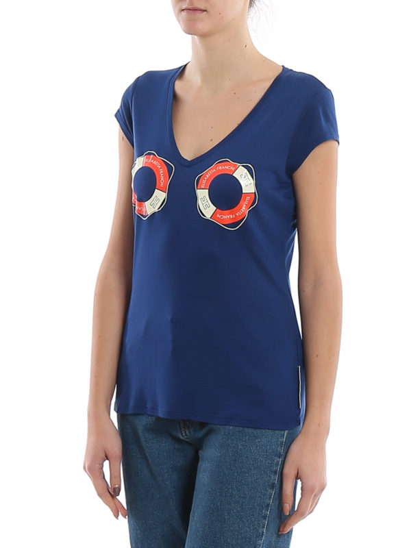 ELISABETTA FRANCHI buy online Life preserver printed jersey T-shirt