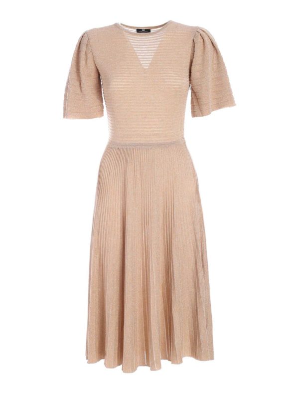 ELISABETTA FRANCHI: ニーレングスドレス - 膝丈ドレス - ベージュ