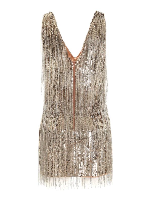 sparkly gold midi dress Champagne Gold Tassel Short Skirt, Ocassion Dresses, Party Dresses, Oc –  Berryera main image 0