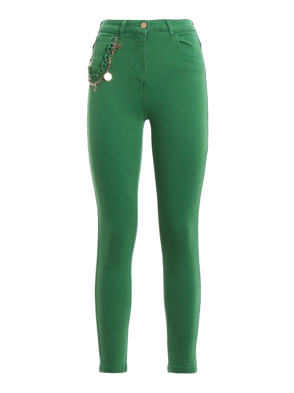 ELISABETTA FRANCHI: skinny jeans - High waist superskinny emerald green jeans