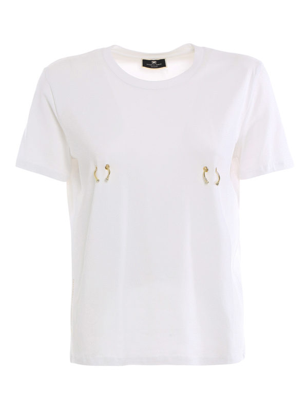 ELISABETTA FRANCHI: T-shirts - T-Shirt - Weiß