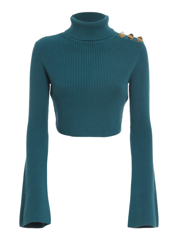 ELISABETTA FRANCHI: Turtlenecks & Polo necks - Buttoned cropped turtleneck
