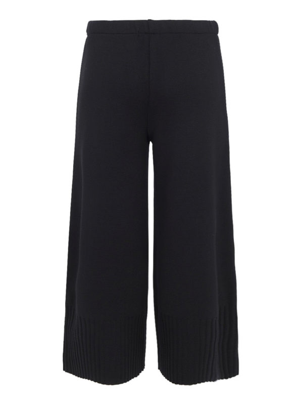Ella Lago di Como: casual trousers online - Ribbed hem wool culottes